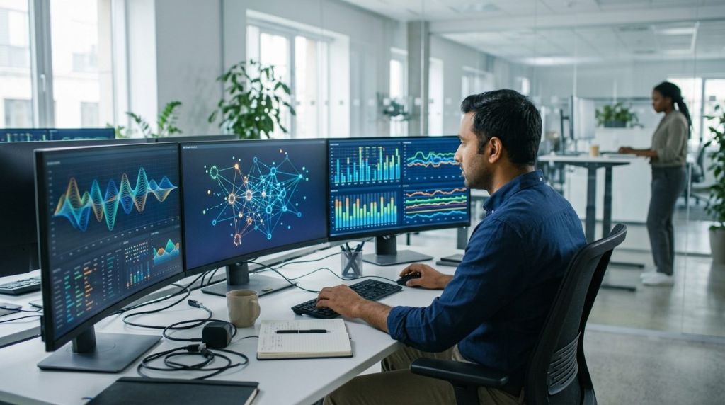 IT network engineer monitoring hosted 3cx call quality and real-time VoIP network performance metrics.