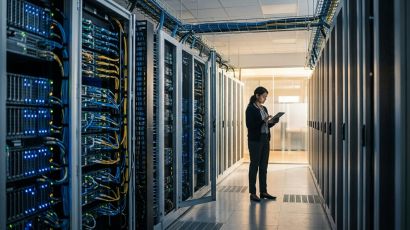 Enterprise data center racks showcasing high performance infrastructure for a test data management strategy.